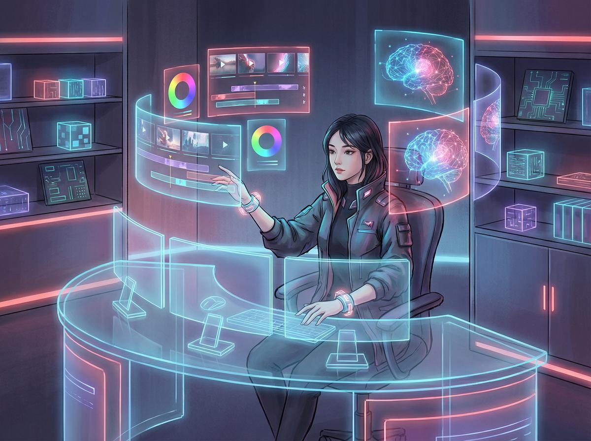 校花AI修图与传媒剪辑